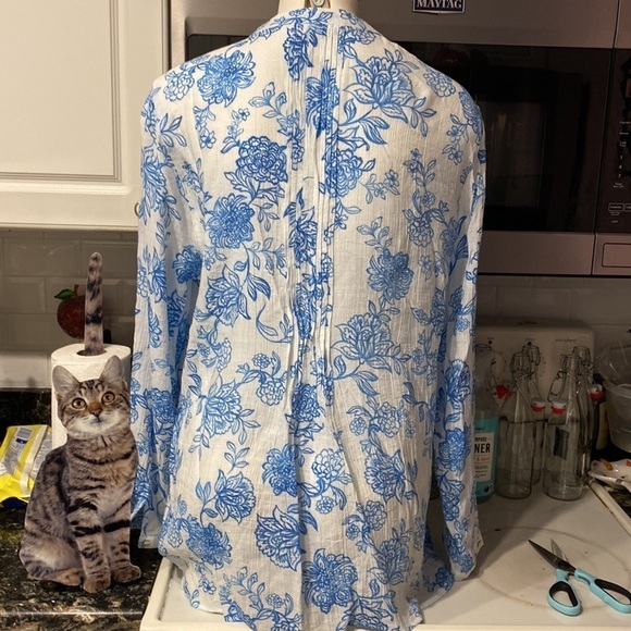 G womens Nanette floral casual long sleeve button up regular size shirt XL - Picture 2 of 4